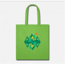 Mountains Polygon Lime Green Tote Bag